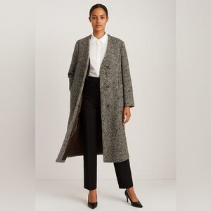 Talbots Black and white Herringbone Wool Blend Coat Size S